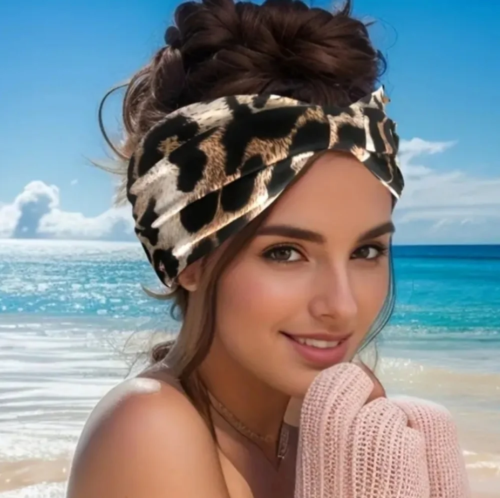 Wide Leopard print Knotted Headband